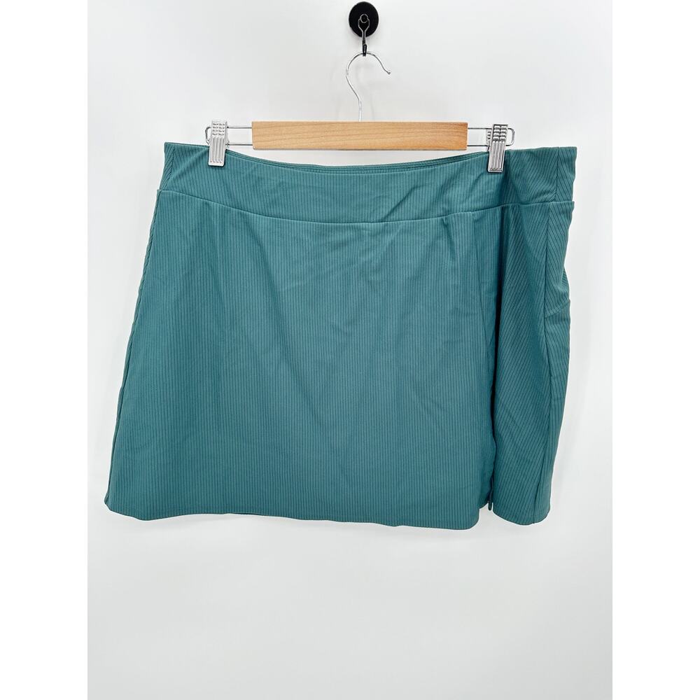 Calia Women XXL Green Deep Aqua 15 Ribbed Slit Mini Skort Golf Skirt‎ NWT